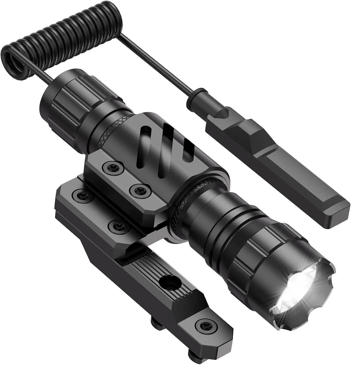 Feyachi FL14-MB Flashlight 1200 Lumen Matte Black LED Light with Flashlight Mount and Pressure Switch Included