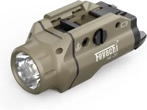 Feyachi HL-20 Pistol Light 1500 Lumen Upgrade LED Weapon Light Compact Rail Mounted Handgun Tactical Flashlight Rail Locating Keys for Picatinny, Sand