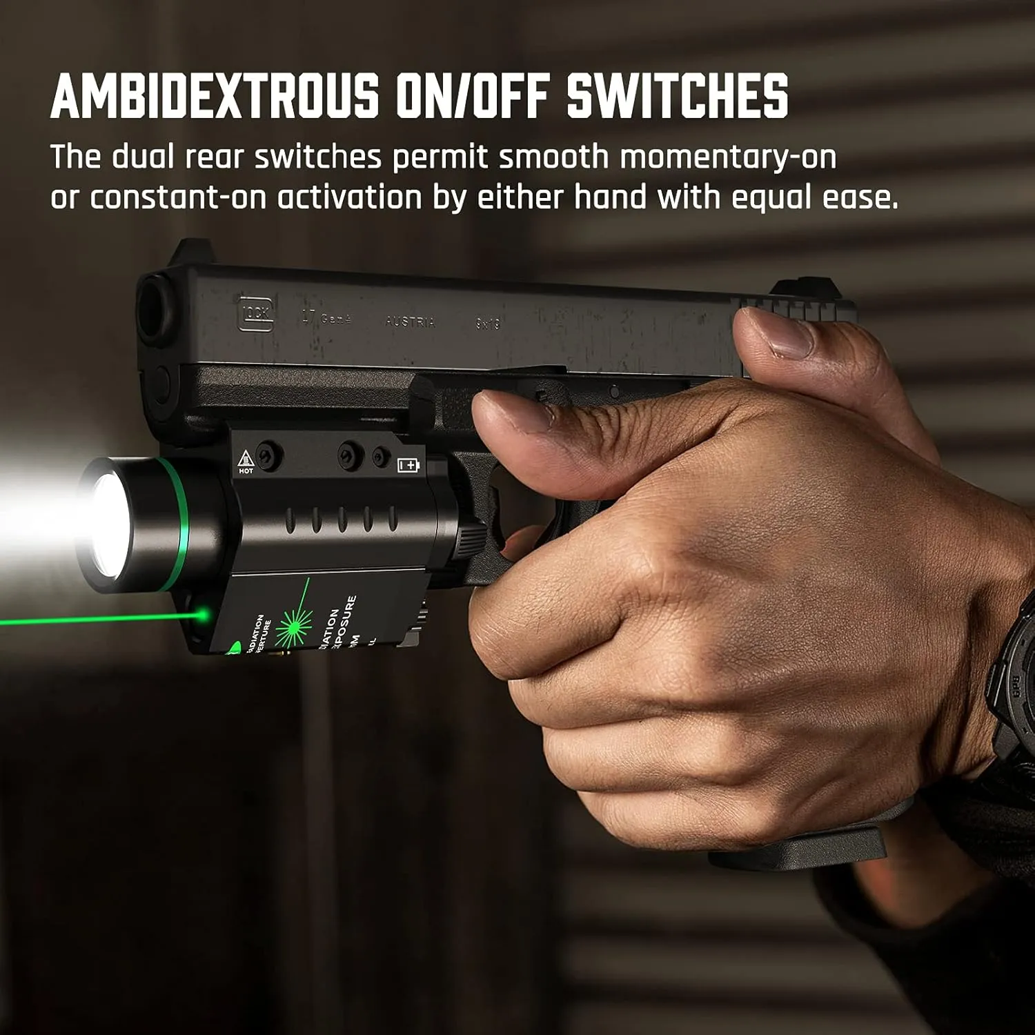 Feyachi Red/Green Laser Flashlight Combo 500 Lumen Tactical Light with Picatinny Rail Mount