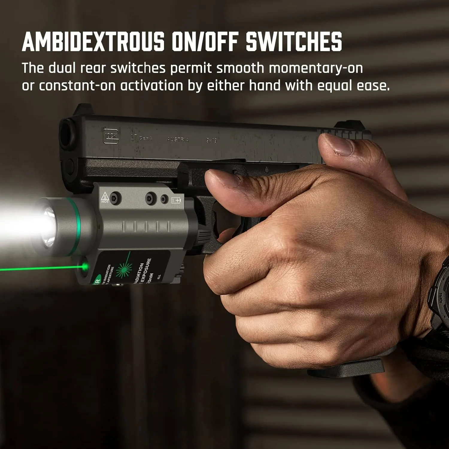 Feyachi Red/Green Laser Flashlight Combo 500 Lumen Tactical Light with Picatinny Rail Mount