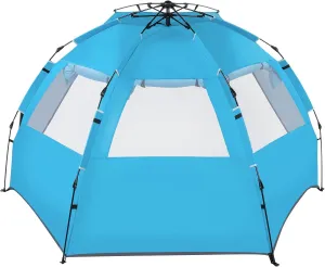 Fiberglass Pole Oxford Cloth Quick-Open Free Ride Beach Tent Blue