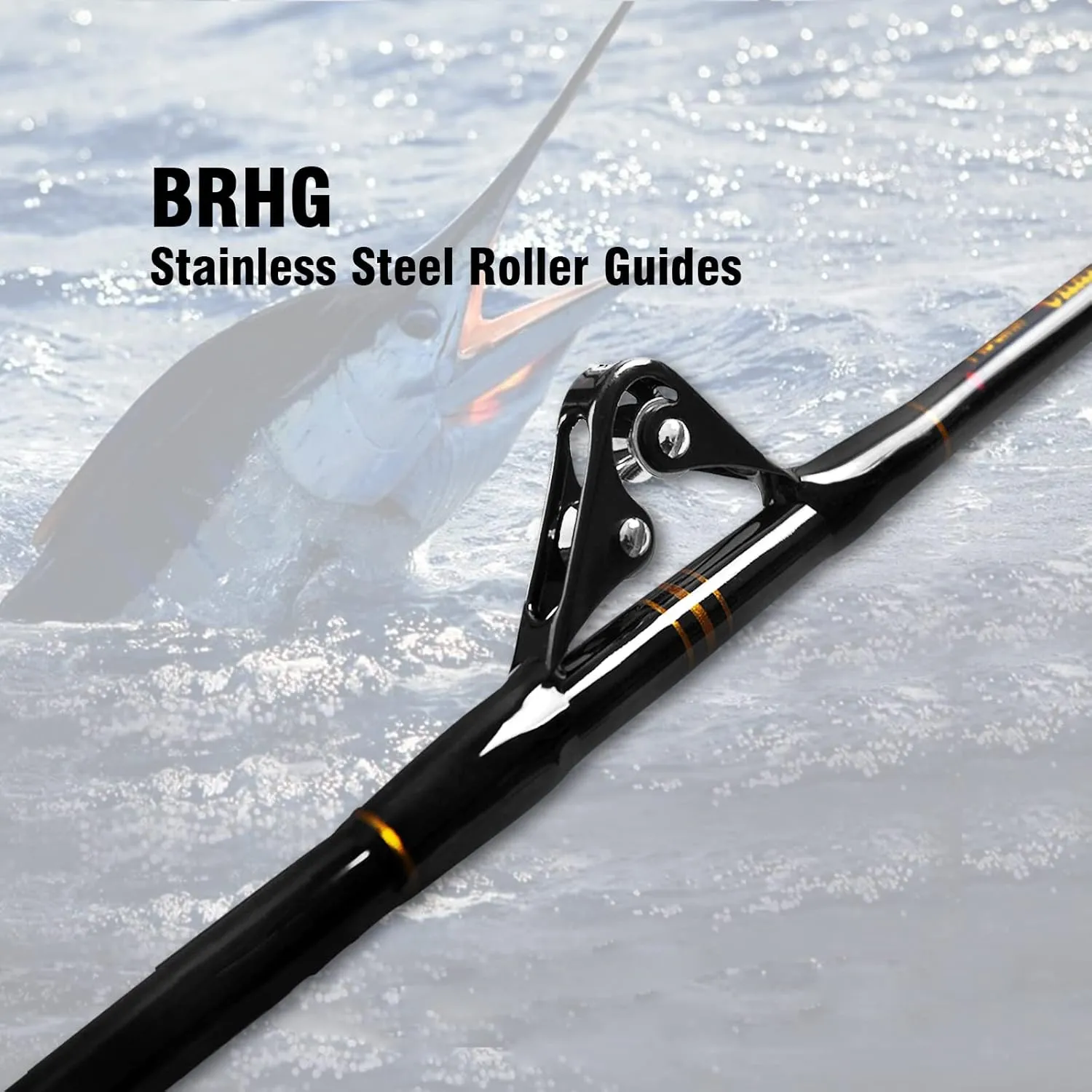 Fiblink 1-Piece/2-Piece Saltwater Offshore Heavy Trolling Rod Big Game Roller Rod Conventional Boat Fishing Pole with Roller Guides