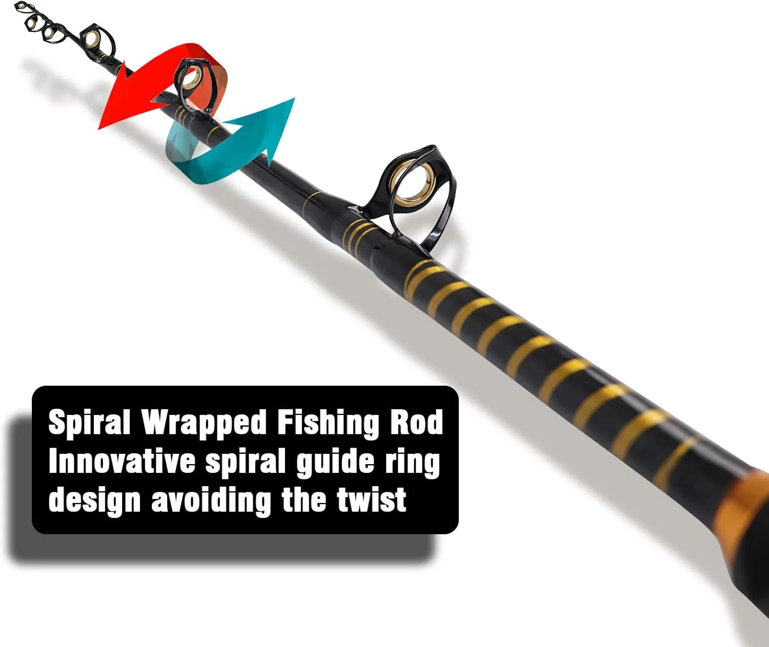 Fiblink Saltwater Fishing Rod 1 Piece Trolling Rod Deep Sea Big Game Conventional Boat Fishing Pole Heavy Duty Spiral Wrapped Rod (6',30-50lb/50-80lb/80-120lb)