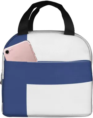 Finnish Flag Print Lunch Bag,Lunch Box for Women Men,Reusable Insulated Lunch Tote, fit for Work, Picnic