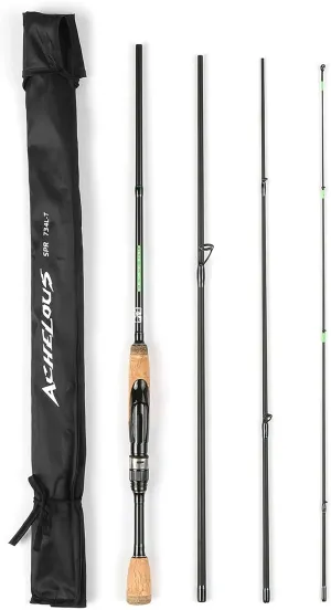 Fishing Rod,4 Pieces Travel Rod, Portable Travel Spinning Fishing Rod Lightweight Carbon Fiber 4 Pieces Fishing Pole