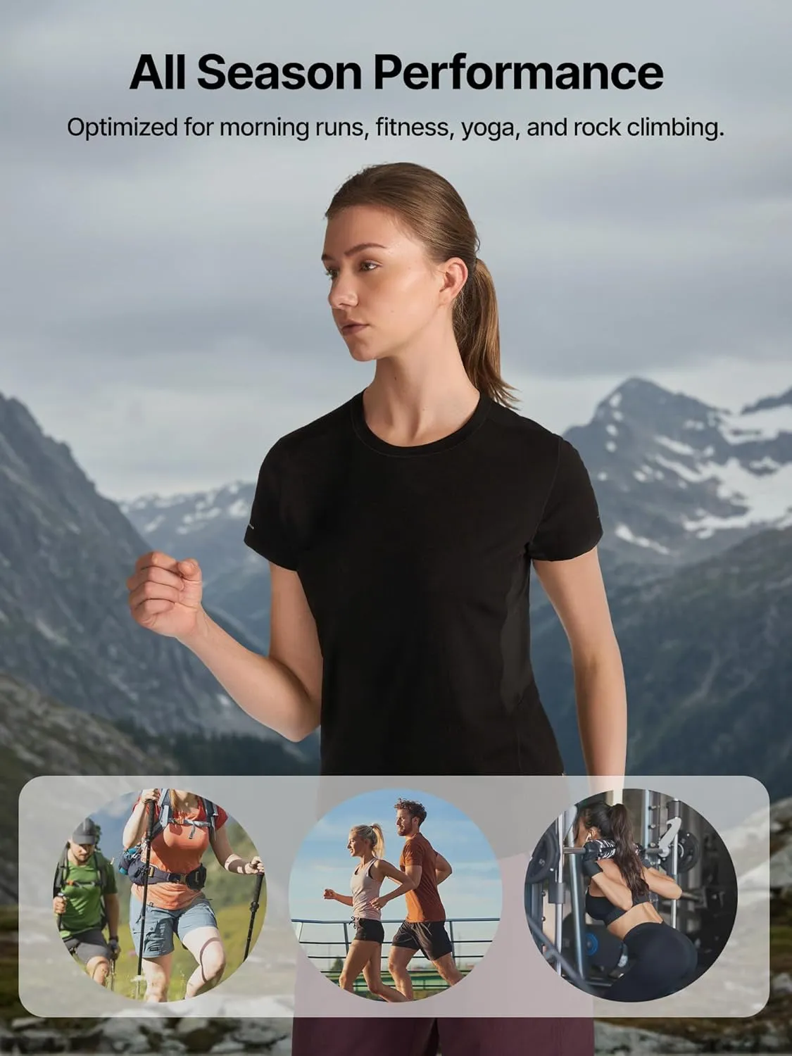Fitouch Hinterland Women Merino Wool Base Layer Tops Machine Washable Tee Shirt