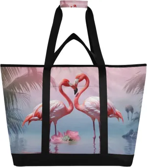 Flamingo Reusable Insulated Cooler Bag with Ice Pack Compartment - Large 47L Waterproof Thermal Grocery Tote for Picnic Beach Camping Lunch Storage