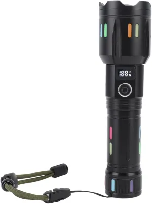 Flashlight, Aluminum Alloy Telescopic Concentration Luminous Shell Flash Light, Better Heat Dissipation System Reable Flashlights with Battery Level Display, for Emergencies