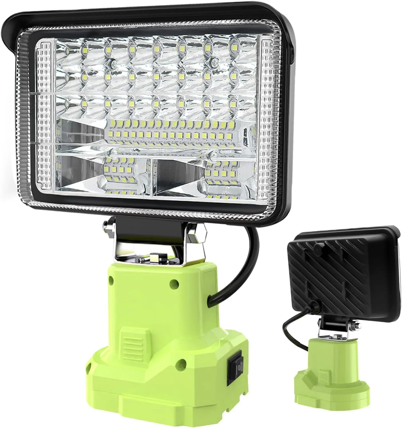 Flashlight Compatible with Ryobi 18V Battery，32W 4800LM 18V 2 Light Mode Adjustable Work Light 110 Degree Pivoting Head Ports for Car Repair，Camping，Hiking，Emergency