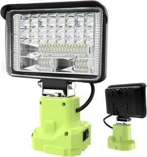 Flashlight Compatible with Ryobi 18V Battery，32W 4800LM 18V 2 Light Mode Adjustable Work Light 110 Degree Pivoting Head Ports for Car Repair，Camping，Hiking，Emergency