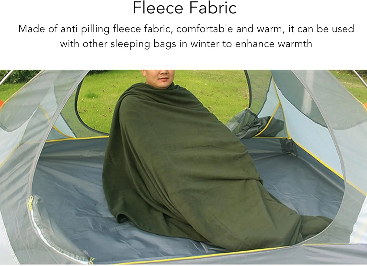 Fleece Sleeping Bag, Anti Pilling Comfortable Warm Sleeping Bag Liner, Skin Friendly Breathability Not Easy to Shrink Portable Fleece Sleeping Bag Liner, for Adults Outdoor