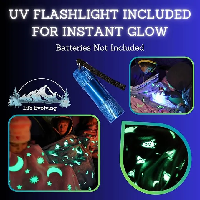 Fleece Sleeping Bag Liner Cold Weather-Glow In The Dark with UV Flashlight-Camping sleeping bag Liner for Cold Weather Sleeping Bag-Travel Sleeping Bag -Compact Sleeping Bag Or Ultralight Sleeping Bag