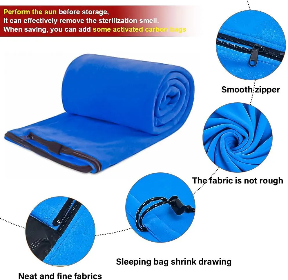 Fleece Sleeping Bag Liner, Travel Sheets, Camping Sleep Sack Adult, Ideal for Backpacking, Hotels and Hostels, Business Trips, Camping