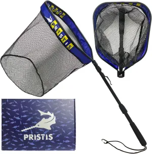 Floating Lightweight Fishing Net With Telescopic Pole Handle, Rubber Coat Landing for Freshwater Saltwater, 39'' Foldable Extendable Dip, Boat/Kayak Fish for Catch Release