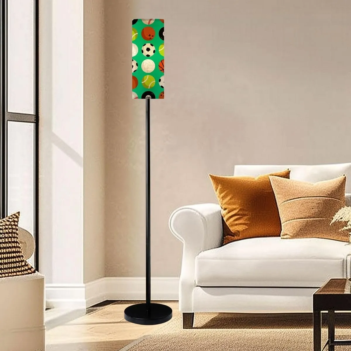 Floor Lamp for Living Room Sports patern selection different balls flat desin set collection Light Stand Lamp with Remote Control Dimmable LED Tall Lamps for Bedrooms Reading Western Home Decor