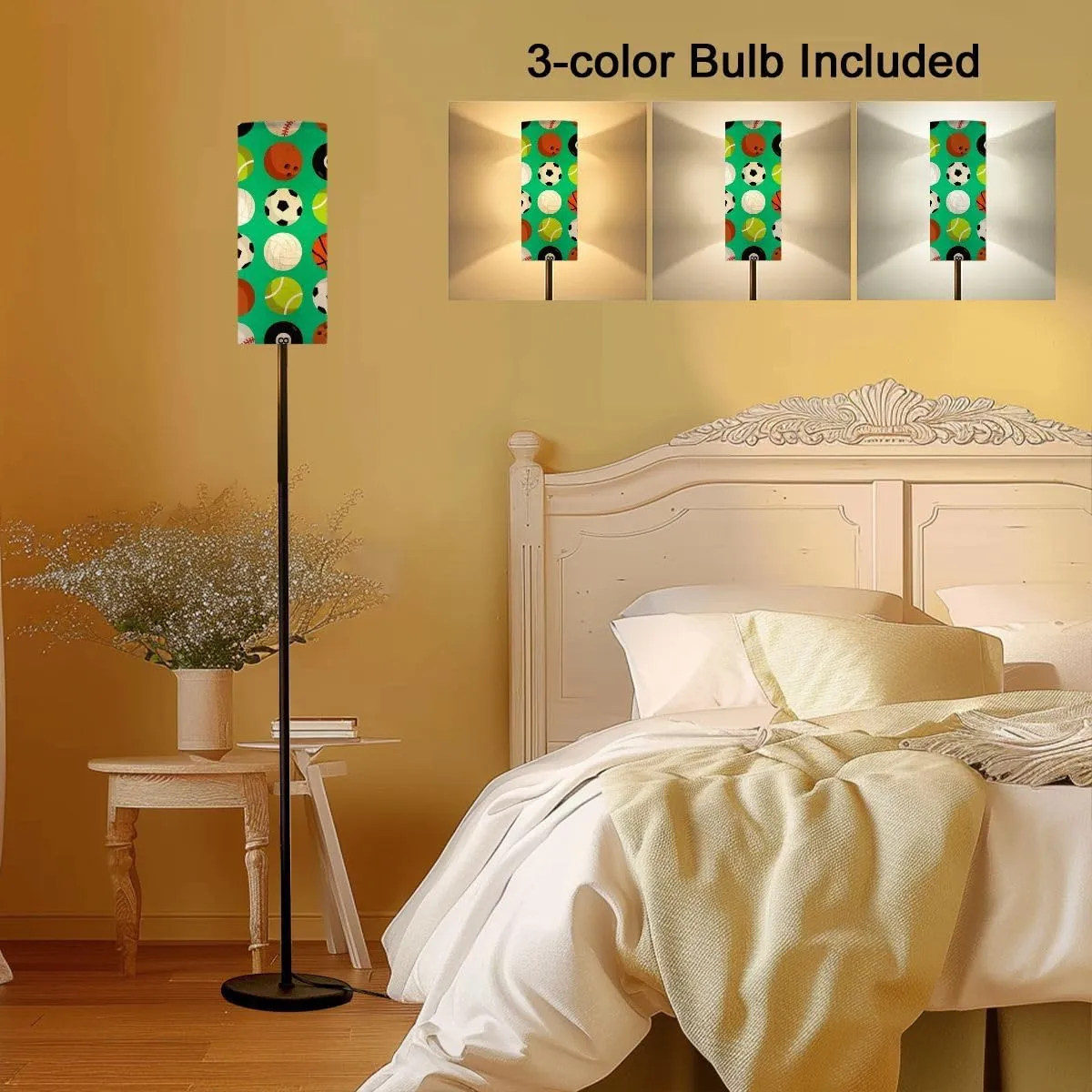 Floor Lamp for Living Room Sports patern selection different balls flat desin set collection Light Stand Lamp with Remote Control Dimmable LED Tall Lamps for Bedrooms Reading Western Home Decor