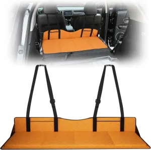 Foldable Car Rear Seat Extender, Leather Seat Mattress for Camping with Extension Plate for Vehicles, SUVs, MPVs, 50 X 15.75 X 7.87in, Increase Sleeping Space and Comfort (Orange)