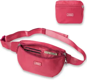Foldable Crossbody Bags for Women & Men - Anti-Theft RFID-Safe Fanny Pack with Smart Lockable Zippers and Cut-Resistant Strap - Lightweight Waist Pack for Travel & Everyday Use - Pink