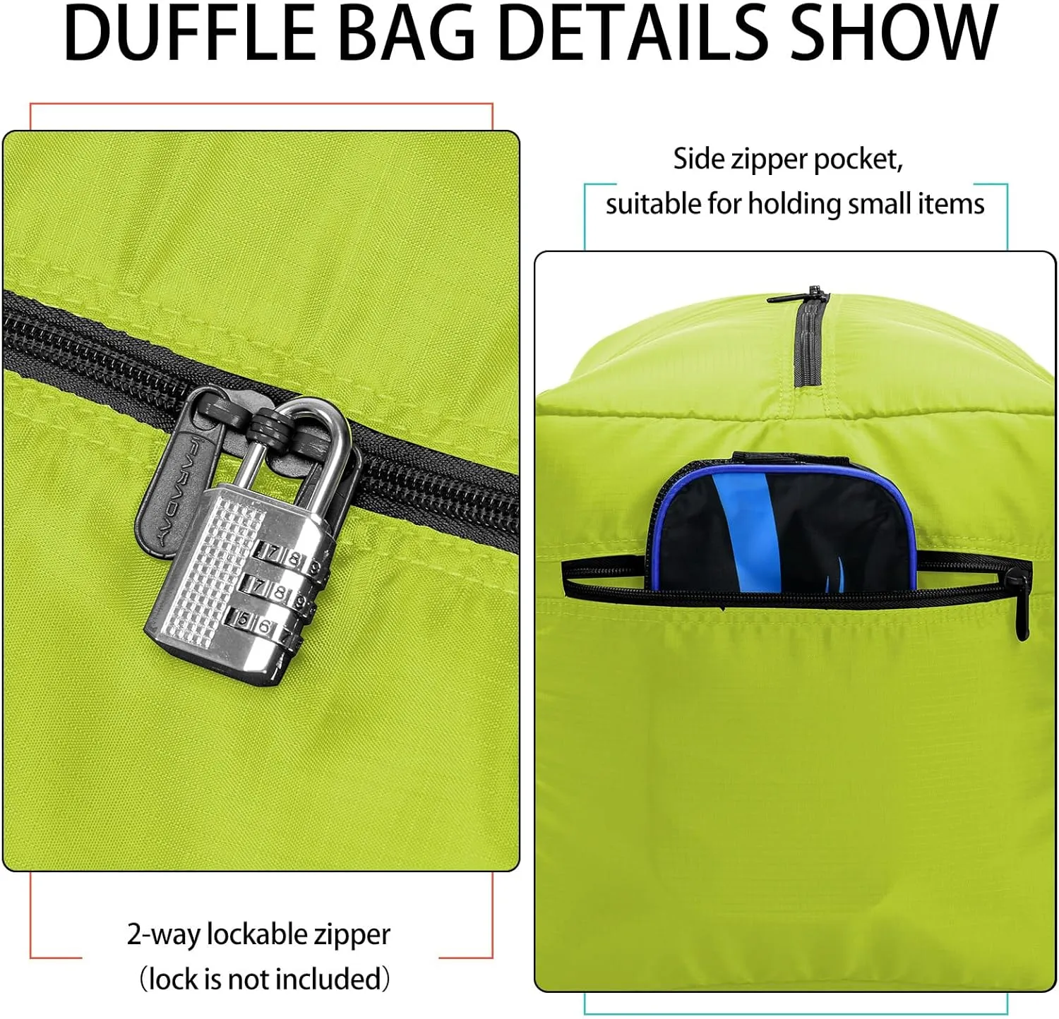 Foldable Duffel Bag 30" / 75L Lightweight with Water Rresistant for Travel-Light Green