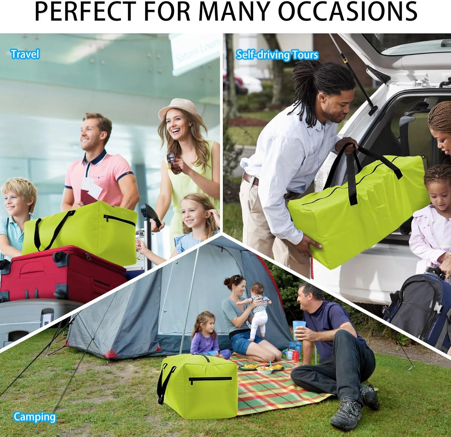 Foldable Duffel Bag 30" / 75L Lightweight with Water Rresistant for Travel-Light Green