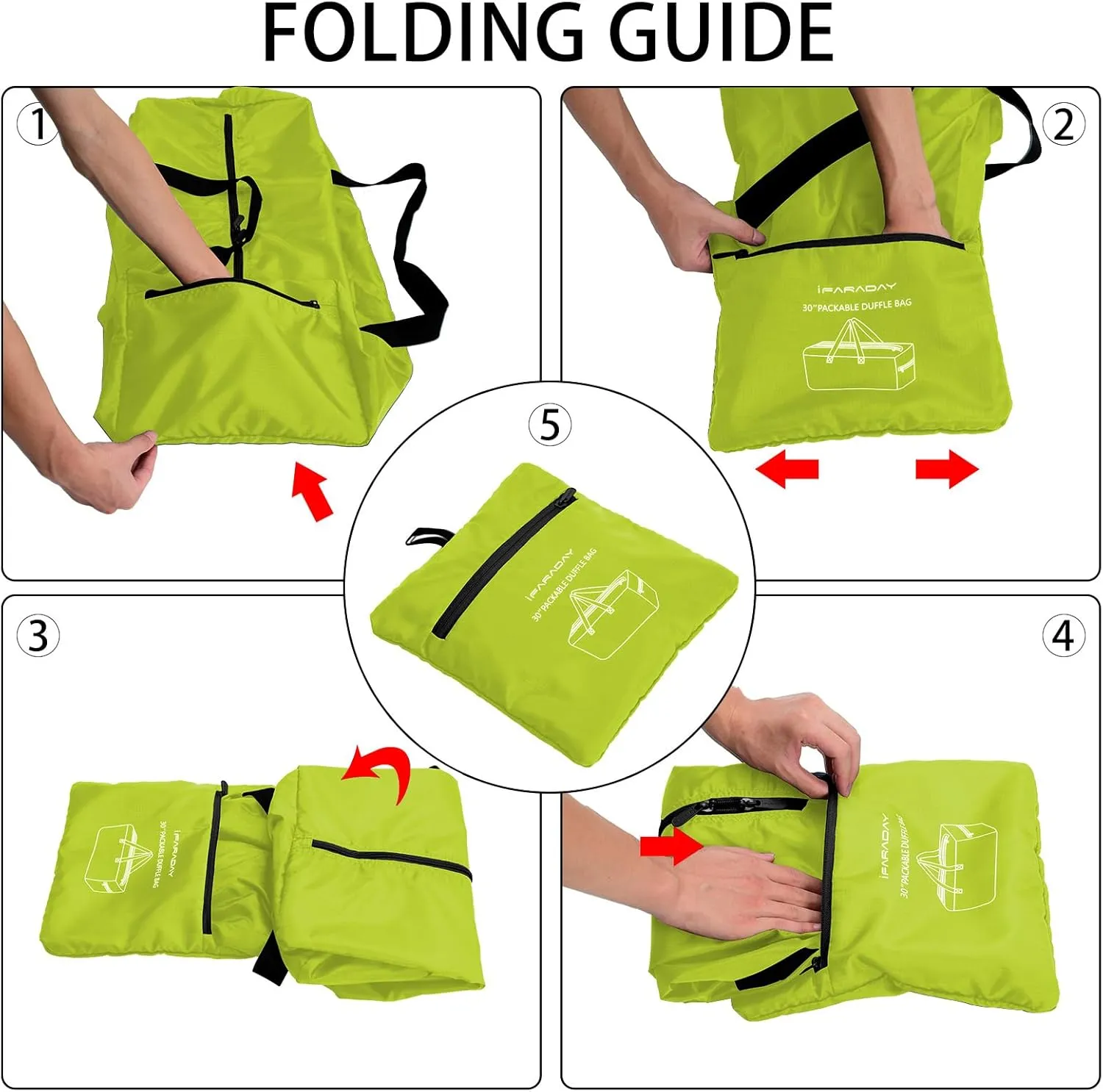 Foldable Duffel Bag 30" / 75L Lightweight with Water Rresistant for Travel-Light Green