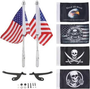 Foldable Flag Pole Mount Kit for Spyder, 2 Pack Stainless Trunk Mounted Flagpole w/6 Flags for Can-Am Spyder F3 LTD 2017  Spyder RT 2020 , Accessories for Can Am Spyder