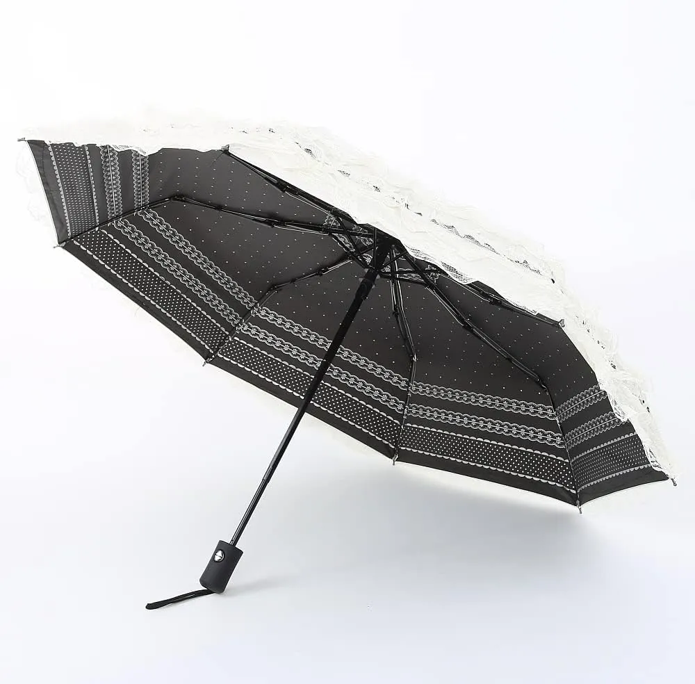 Foldable Travel Umbrella Compact UV Resistance Princess Lace Parasol Umbrella Sun Umbrella for Women Girls