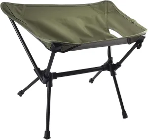 Folding Camping Stool Outdoor Aluminum Portable Chair Padded Seat Anti-Slip Foots Carry Bag for Fishing Lawn Travel Lightweight Sketching BBQ Picnic Compact Foldable-Military-Green