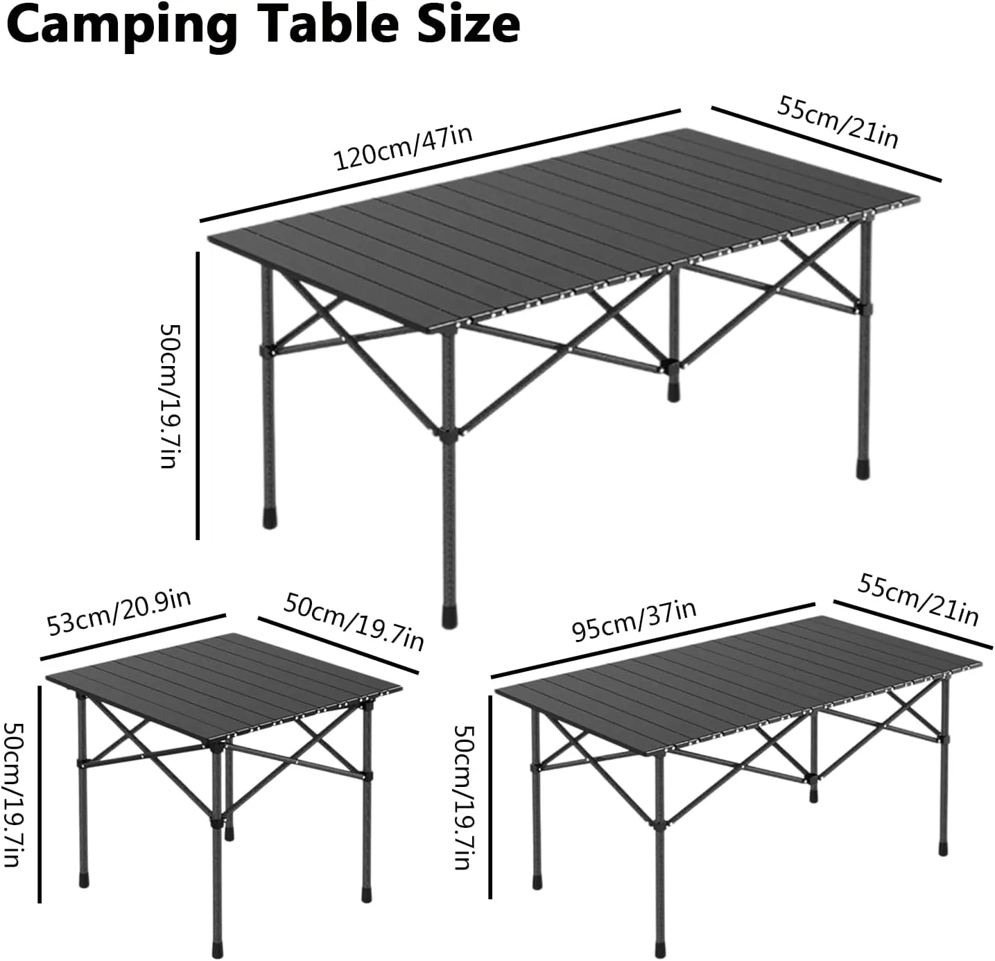 Folding Camping Table with Carry Bag, Roll-Up Aluminum Table for Camping, Beach, Travel, and Outdoor Cooking, Compact and Lightweight Light Yellow 50×53×50cm/19.7×20.9×19.7in