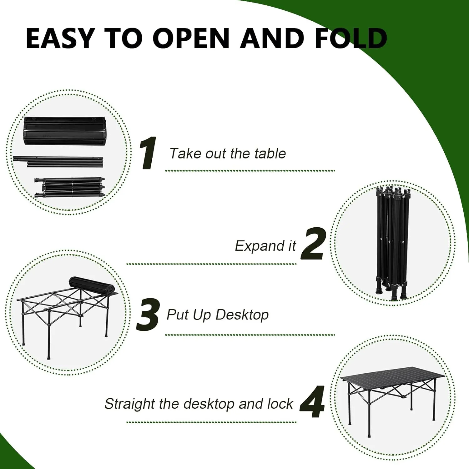 Folding Camping Table with Carry Bag, Roll-Up Aluminum Table for Camping, Beach, Travel, and Outdoor Cooking, Compact and Lightweight Light Yellow 50×53×50cm/19.7×20.9×19.7in