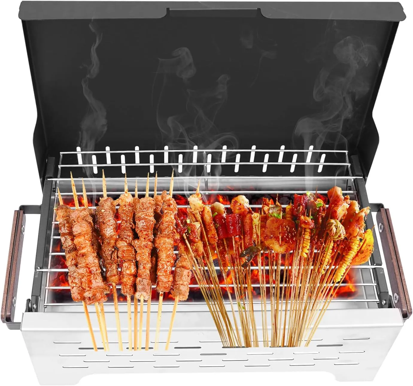 Folding Charcoal Grill Portable Camping BBQ Grill Tabletop Barbecue Stove for Outdoor Cooking Camping Picnics, 20.8x10.4x13.1in