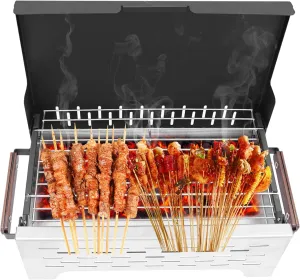 Folding Charcoal Grill Portable Camping BBQ Grill Tabletop Barbecue Stove for Outdoor Cooking Camping Picnics, 20.8x10.4x13.1in