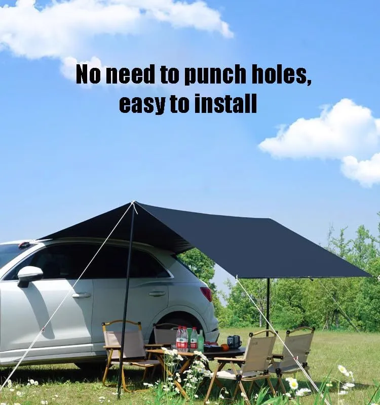 for Daewoo Evanda/Kalos/Lacetti/Lanos/Leganza/Matiz/Nexia Camping Tarpaulin Car Awning Waterproof Hammock Rainproof Sunshade Rainproof Awning Outdoor,A Black-M