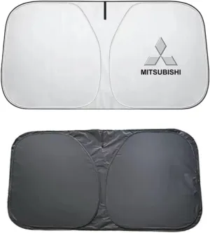 for Mitsubishi Pajero Facelift 2015,Car Windshield Sun Shade Foldable Automotive Visor Blocks UV Rays/Heat Keep Interior Cool Sun Screen with Logo Emblem Summer Accessories,L