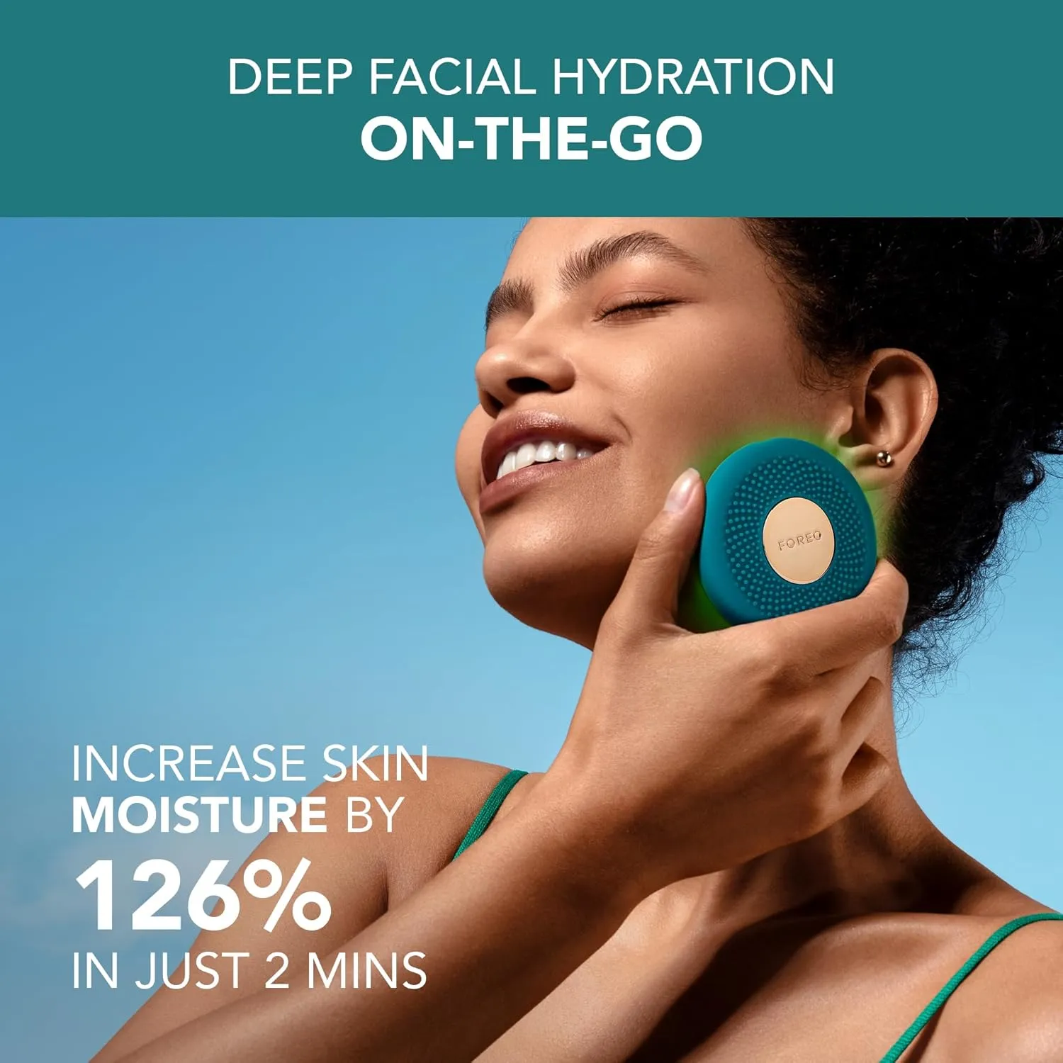 FOREO UFO 3 go Travel-friendly Face Mask Skincare Device - Face Moisturiser - Anti-Aging - Red Light - Warming - Facial Massage - Compact - App-connected - Evergreen