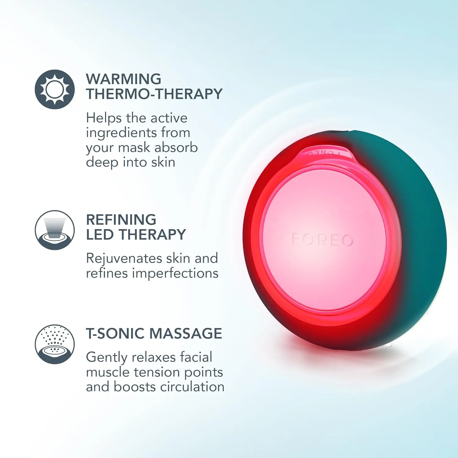 FOREO UFO 3 go Travel-friendly Face Mask Skincare Device - Face Moisturiser - Anti-Aging - Red Light - Warming - Facial Massage - Compact - App-connected - Evergreen