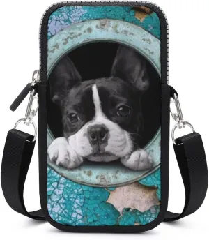 FunnyStar Cute Boston Terrier Crossbody Phone Bag Shoulder Wallet Purse Cellphone Handbag with Adjustable Strap