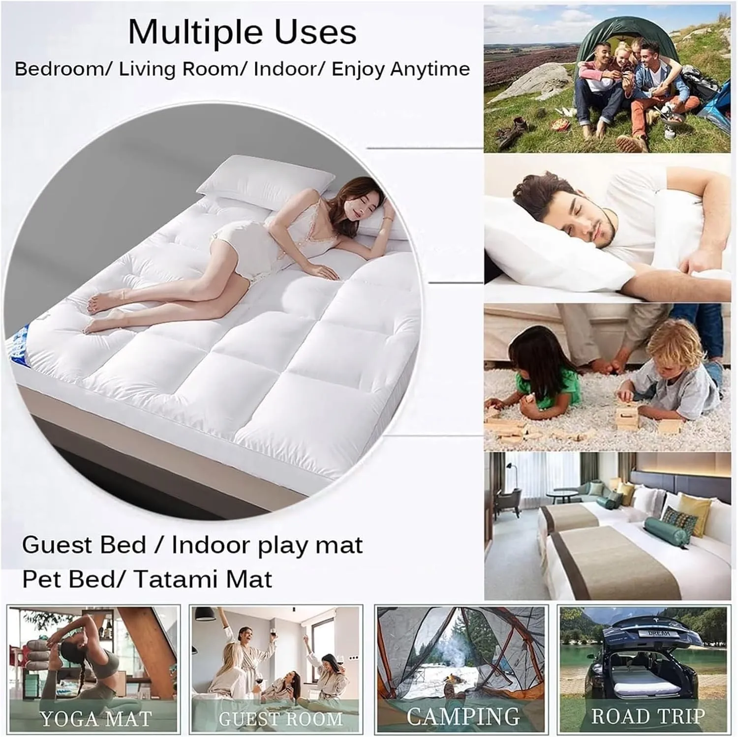 Futon Mattress,Floor Mattress, Roll Up Folding Futon Mattress, Thickened Floor Futon Mattress, Portable Tatami Mat Soft Guest Cushion(B,Twin(100x200cm))