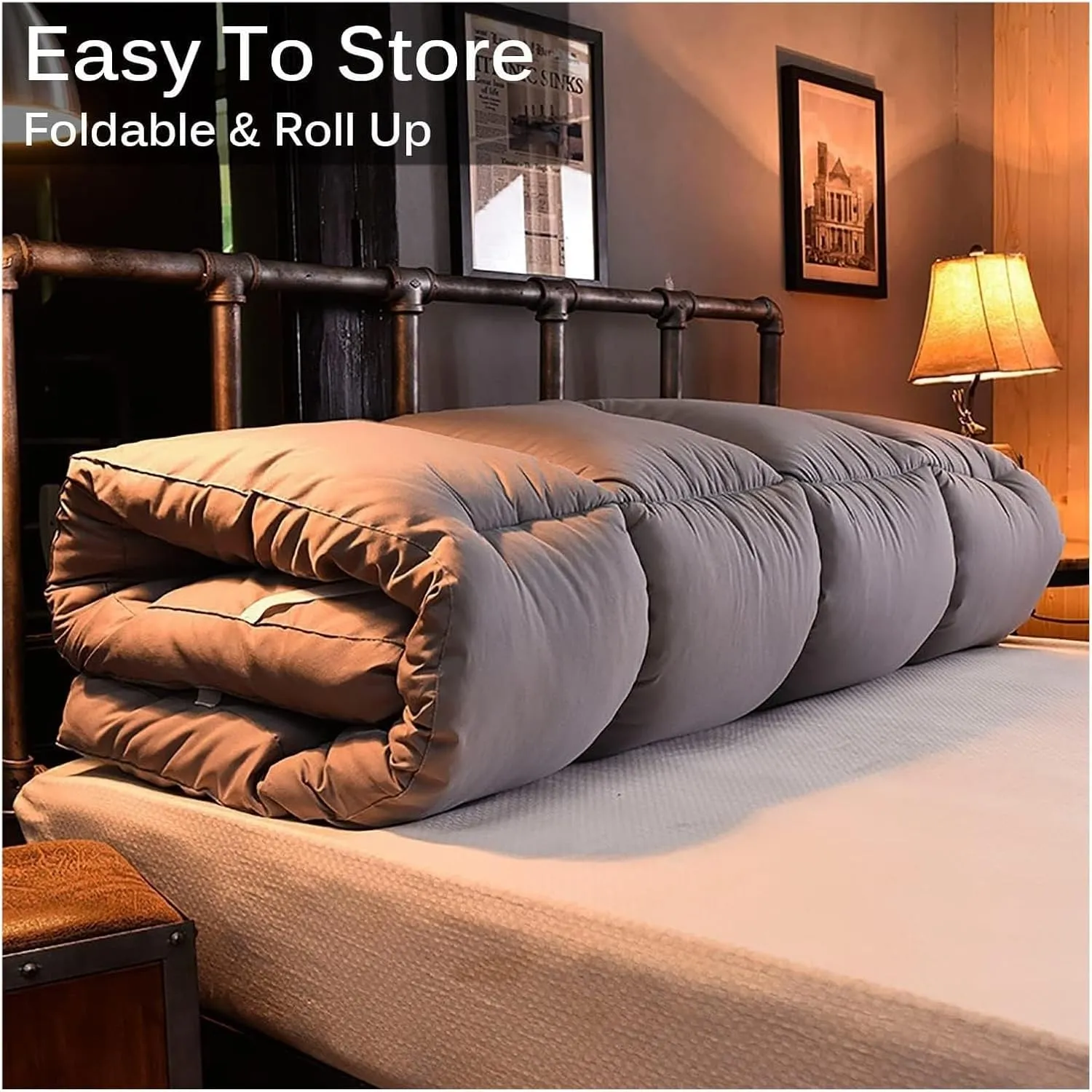 Futon Mattress,Floor Mattress, Roll Up Folding Futon Mattress, Thickened Floor Futon Mattress, Portable Tatami Mat Soft Guest Cushion(B,Twin(100x200cm))