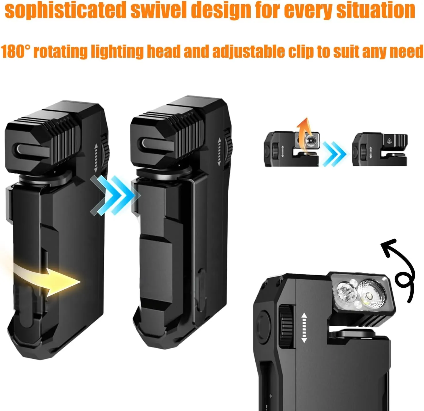 G5 Rechargeable EDC Flashlight,2025 New G5 EDC Light 400 Lumens,Super Bright 3 Modes EDC Flashlight,Mini Flashlight with Magnet,Dual Light,Ip68 Waterproof,for Outdoor, Emergency (Black)