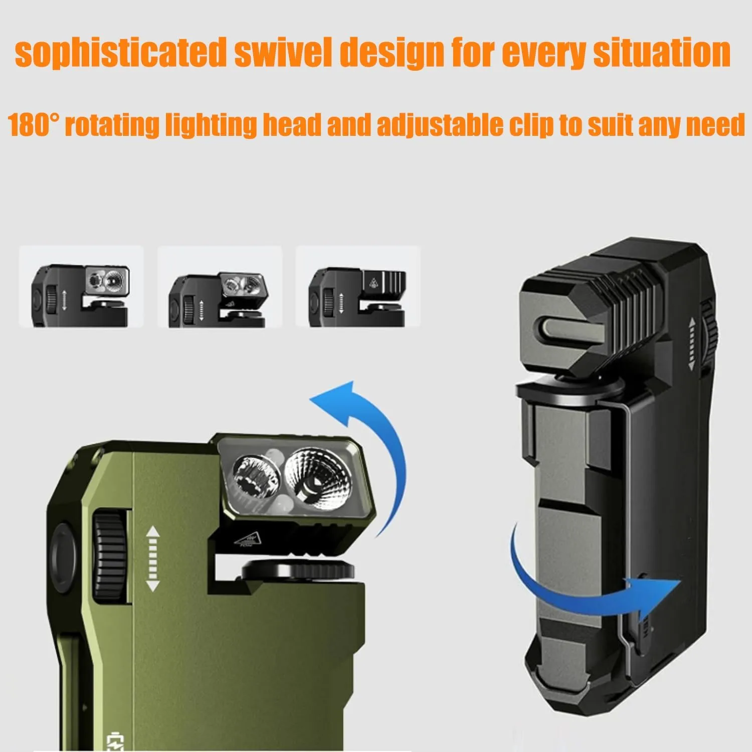 G5 Rechargeable EDC Flashlight,2025 New G5 EDC Light 400 Lumens,Super Bright 3 Modes EDC Flashlight,Mini Flashlight with Magnet,Dual Light,Ip68 Waterproof,for Outdoor, Emergency (Green)