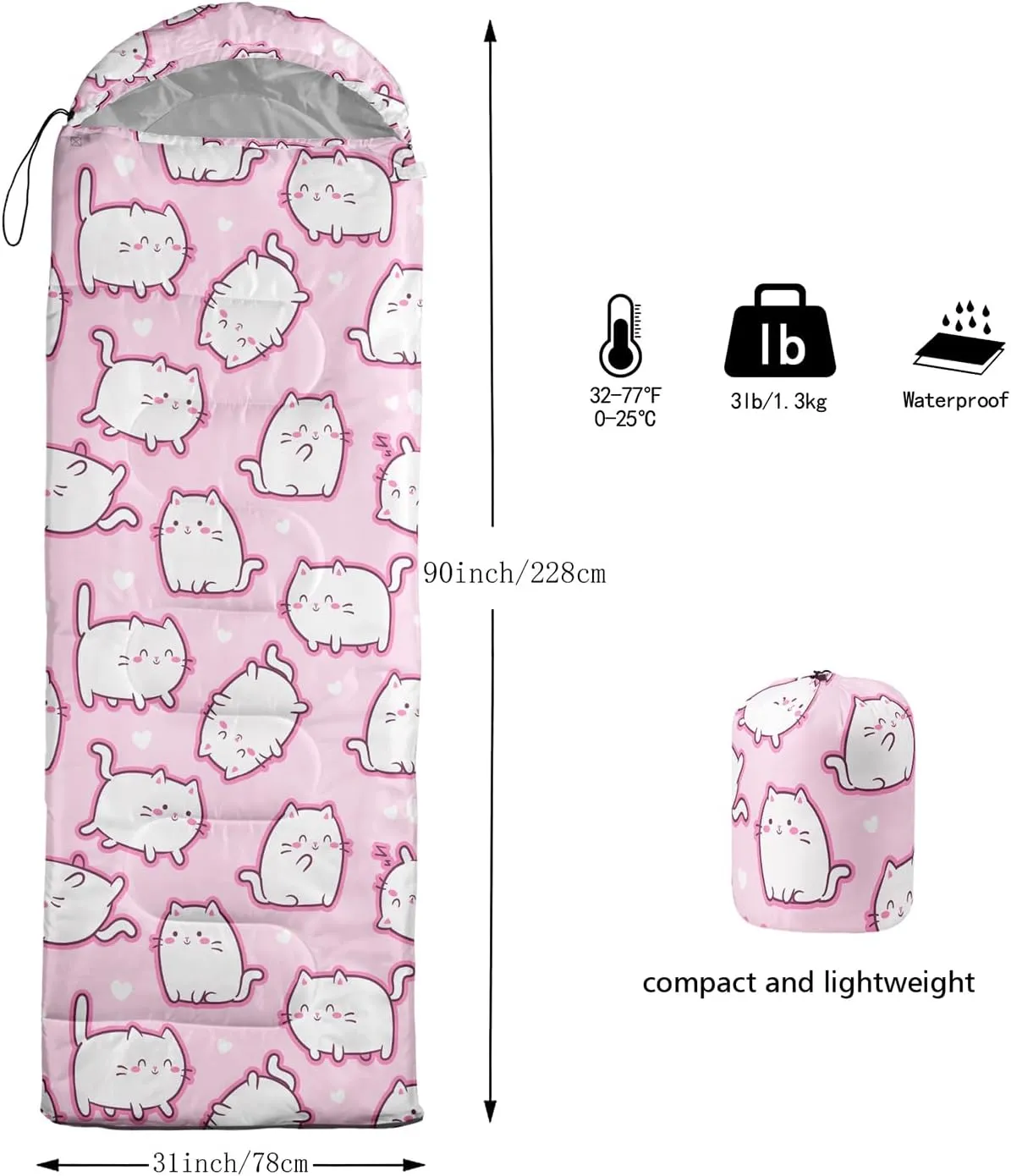 Galaxy Wolf Camping Sleeping Bags Warm & Cool Weather Waterproof Backpacking Blue Purple Starry Sky Sleeping Bag All Seasons Camping, for Adult Kids Boy Girls Camping Gear Equipment, Traveling