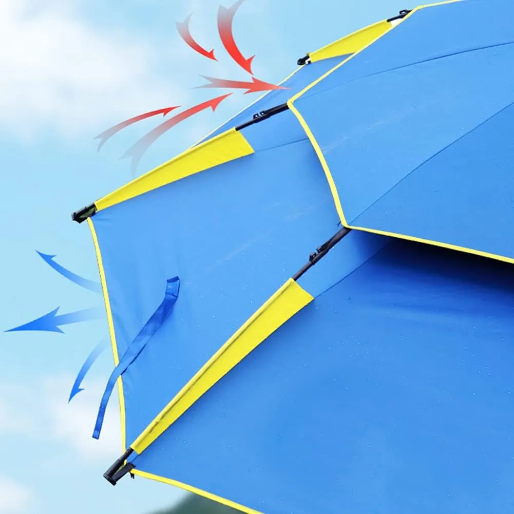 Garden Parasol Double Layer Fishing Umbrella for Picnic Outdoor Patio Backyard Pool,2.2M 7.2Ft Portable Garden Parasol Umbrella with 360O Rotation Device,Prov,2.2m/7.2ft
