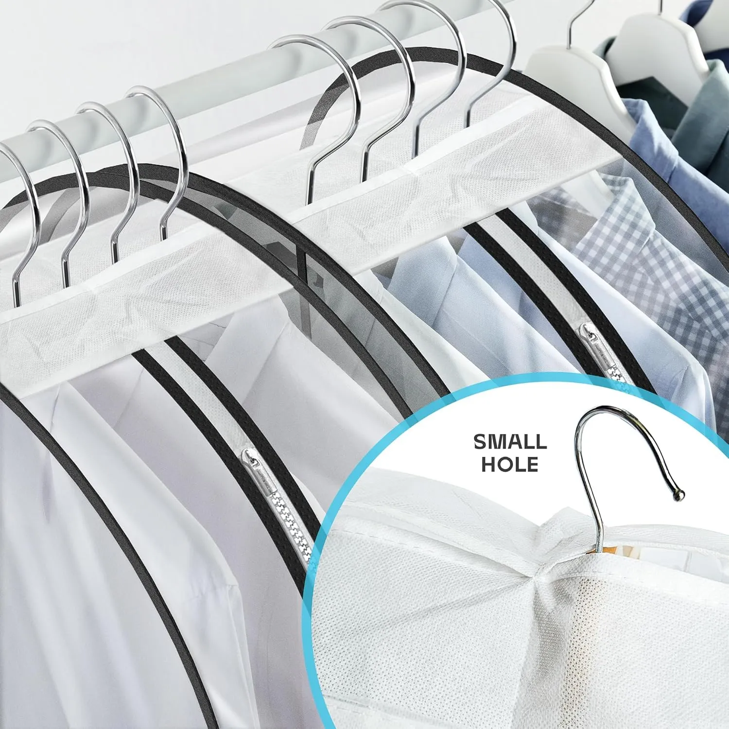 Garment Bag Closet Storage with Zipper, 40 inches Clear Suit Bag for Suits, Coats, Jackets, Shirts, 4 Packs