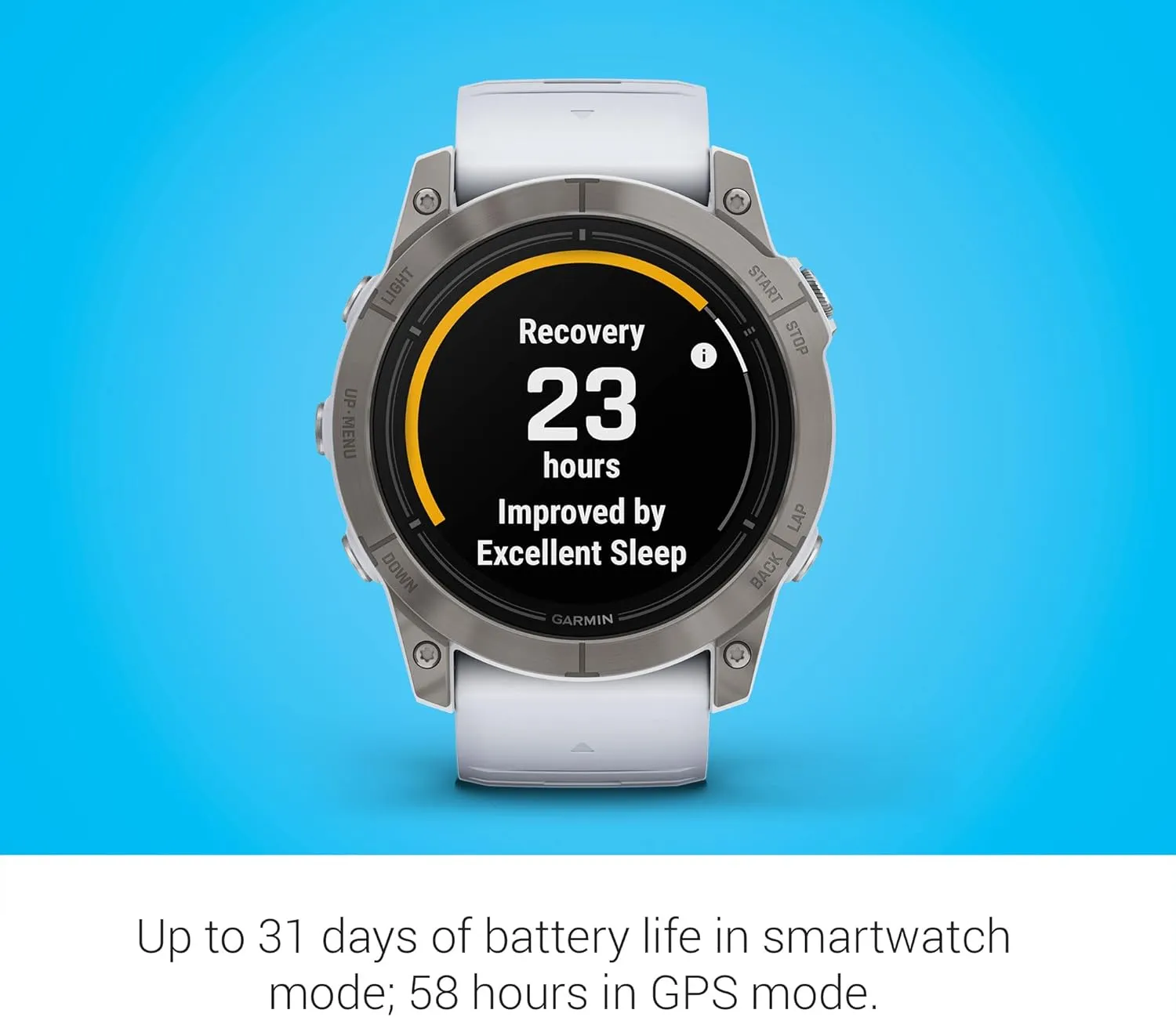 Garmin epix Pro (Gen 2) Sapphire Edition, 51mm, High Performance Smartwatch, Advanced Training Technology, Built-in Flashlight, Whitestone