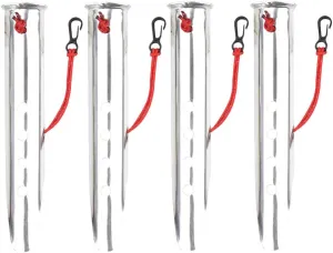 Garneck 4pcs Aluminum Tent Stakes U-Shaped Heavy Duty Pegs for Camping Hiking and Beach Use Strong and Lightweight Design for Snow and Loose Silver Color