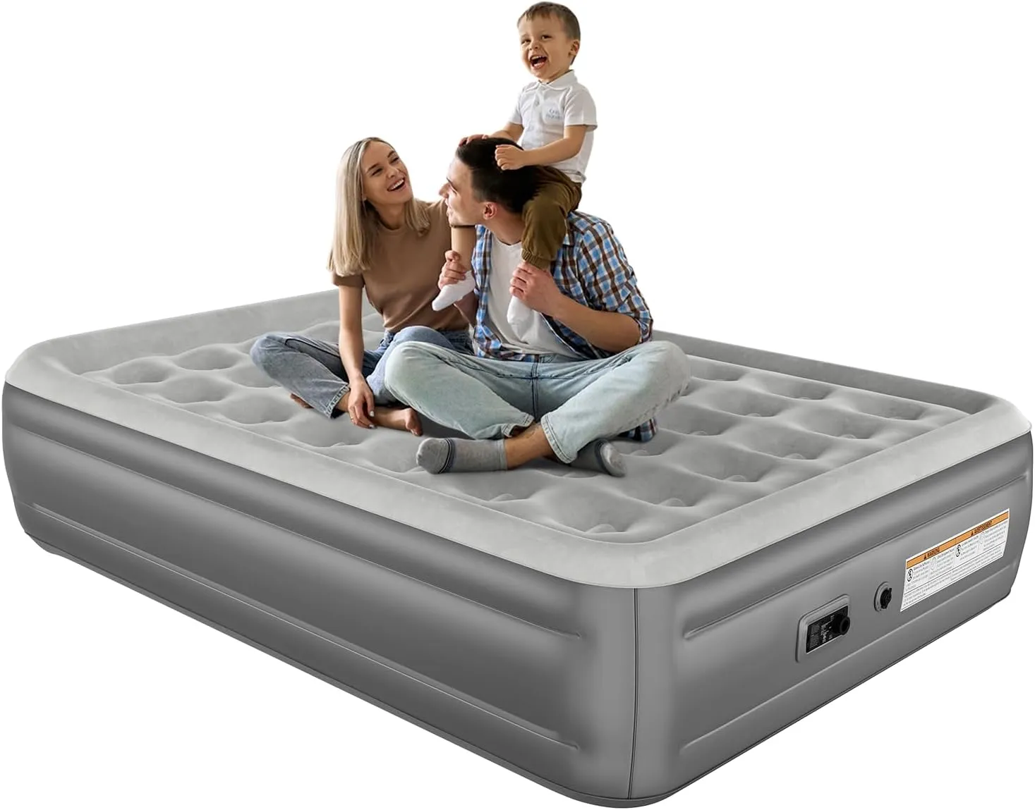 GarveeHome Queen Air Mattress with 2 Pumps, 18" Raised Inflatable Mattress, Comfort Blow Up Mattress, Waterproof, Foldable & Portable Air Bed for Home, Guests & Camping, Grey