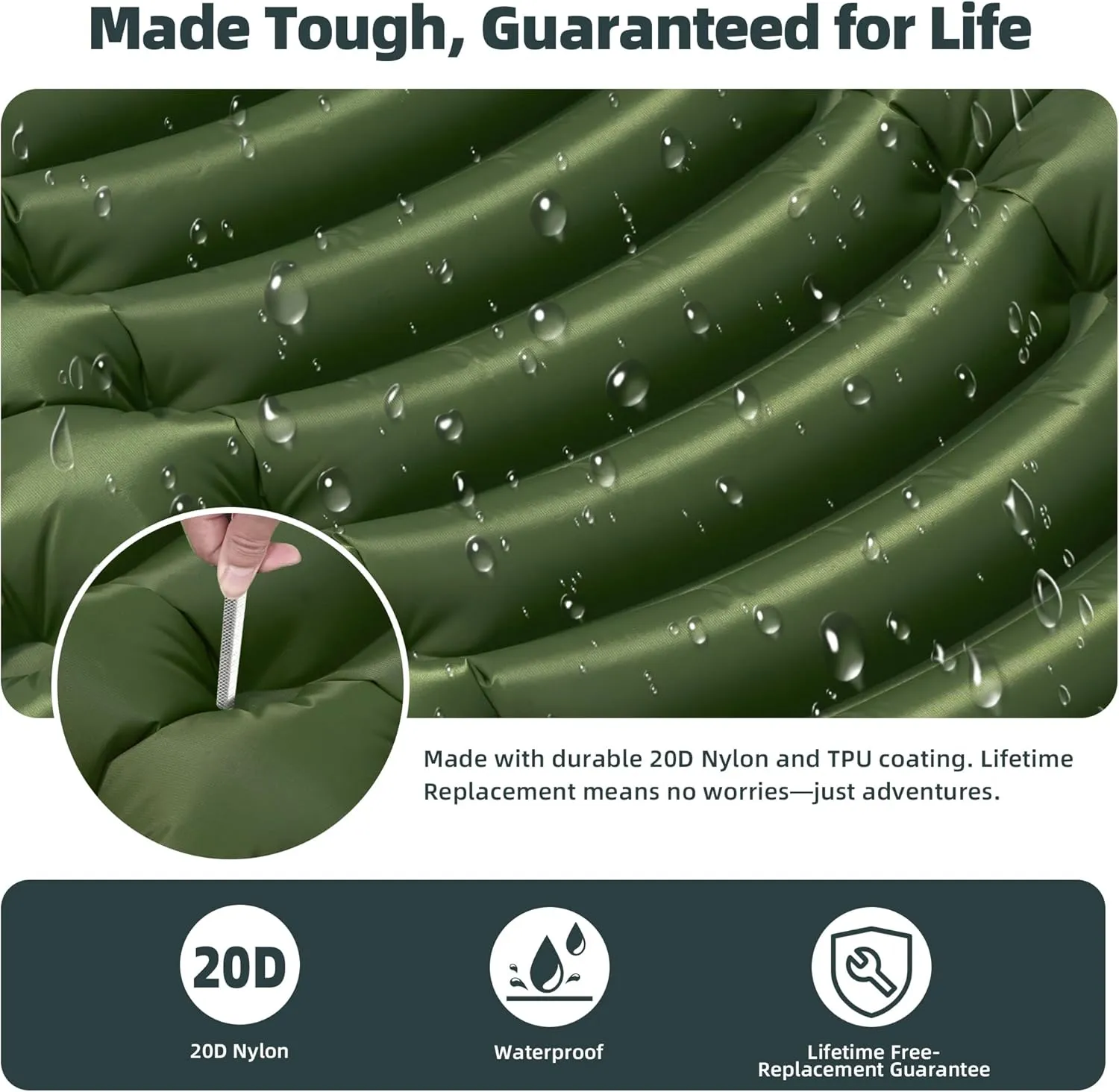 GearDoctors® Ether Ultralight Sleeping Pad 17.5oz – Compact Camping Air Mattress – Inflatable Sleeping Mat for Backpacking, Hiking, Tent, Outdoor Travel