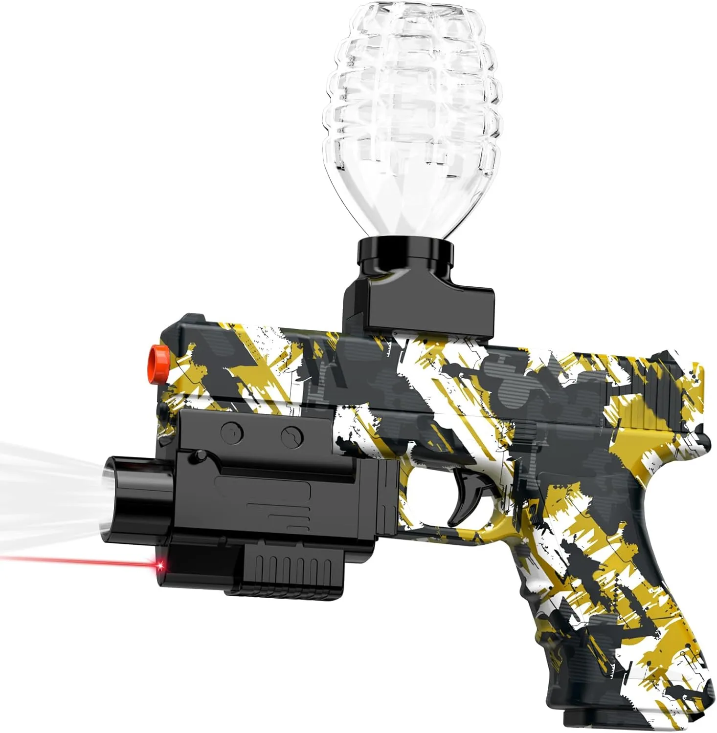 Gel Ball Blaster Gun, Splat Gun for Precision Shooting, Electric Water Ball Orby Gun with Top Loading Design, Great for Competitive Team Play, Ages 15  (Yellow)