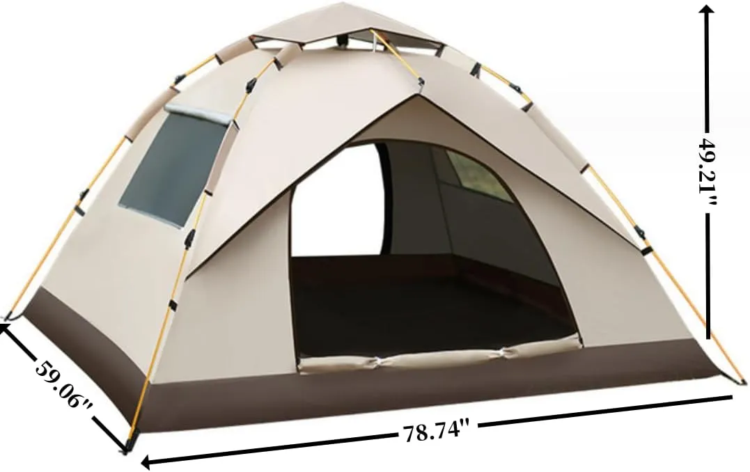 Generic Waterproof 4 Man Pop-Up Camping Tent with Detachable Rainfly and Mesh Doors with Full Mesh Inner Tent